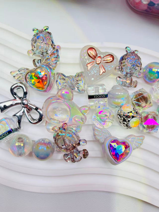 【Ｂ046】月影　手書きアクリルビーズ & 高品質アクリルビーズ＆ゴ－ジャスビ-ズ